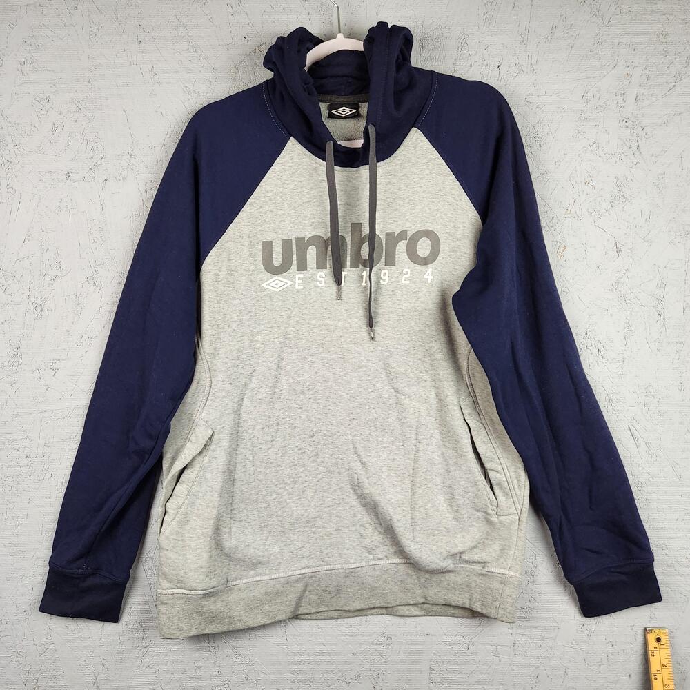Umbro Hoodie Mens XL Gray Navy EST 1924 Soccer Futebol Sports Pullover Pocket
